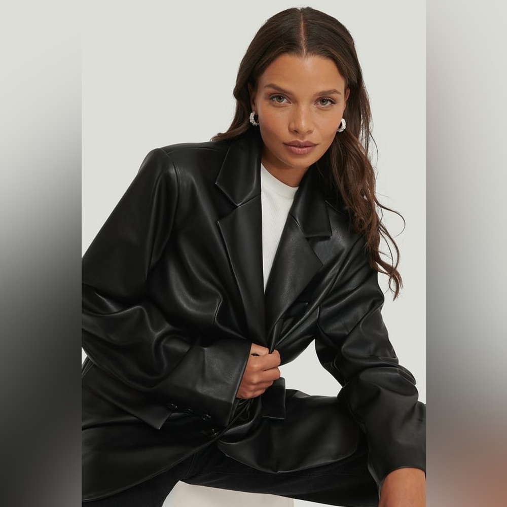 H&M Black Faux Leather Blazer